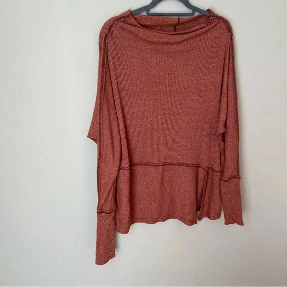 Free People We The Free Londontown Thermal Pullover Burnt Orange Sweater Small - Picture 4 of 8